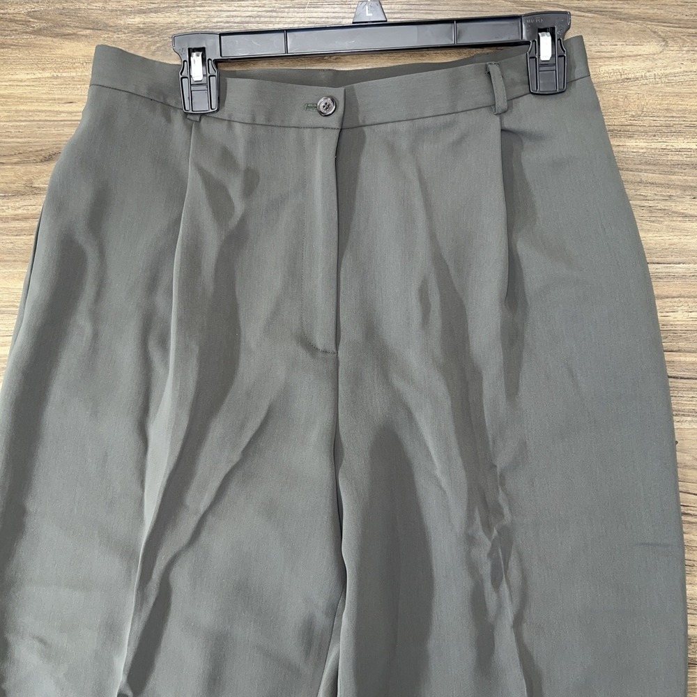 Yansi Fugel Size 12 Ponte Pants Green Front Seam Zip Double Knit Trouser Stretch - Picture 2 of 5